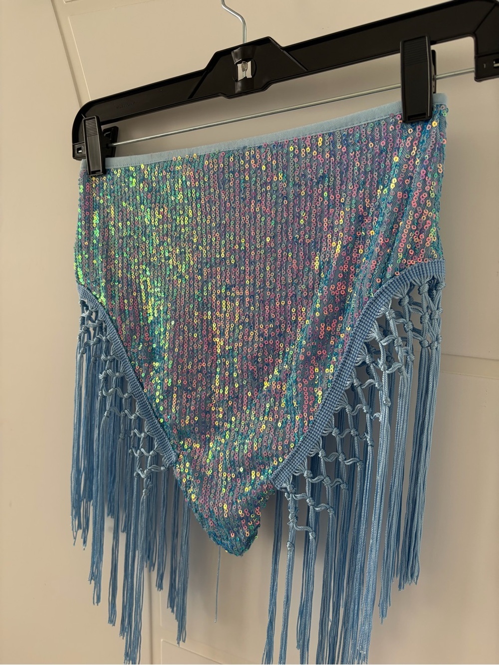 Small Iridescent Sequin Fringe Bottoms Y2K Festival Rave Disco Mermaid - Picture 8 of 10